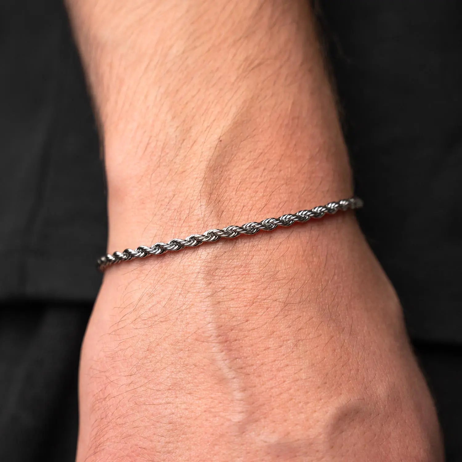 Struktur der Rope Halskette aus Edelstahl in 3mm breite