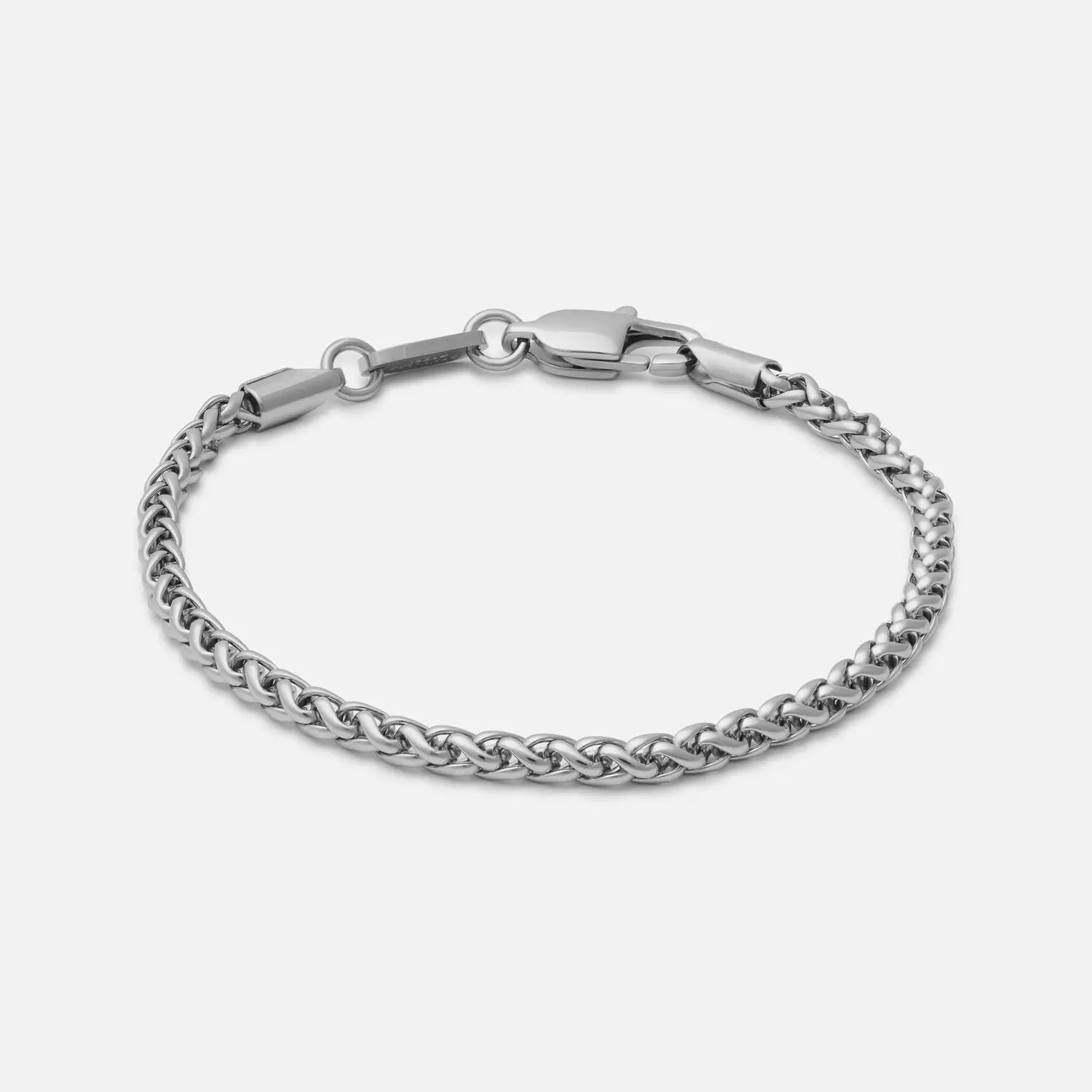 Silberfarbenes Herren Armband aus Edelstahl mit Wheat Struktur